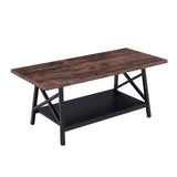 2-stufiger Couchtisch aus Holz mit Lagerregal