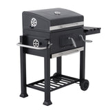 113CM Breite Holzkohlegrill mit Seitenablage und Rädern