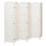 Rattan Woven Room Divider White Folding Privacy Partition Panels