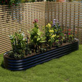 42CM Höhe Schwarzes Ovales Hochbeet aus verzinkter Stahl