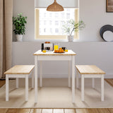 Indoor Essgruppe mit 1 Tisch und 2 Bänken aus Kiefernholz