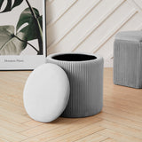 38CM Dia Samtgepolsterter Runder Fußhocker mit Stauraum